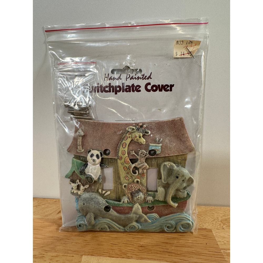 Vintage 80s 90s Noah's Ark Switchplate Cover Spoontiques Hand Painted Resin